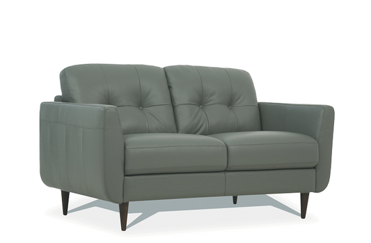 Radwan Pesto Green Leather Loveseat ACME East