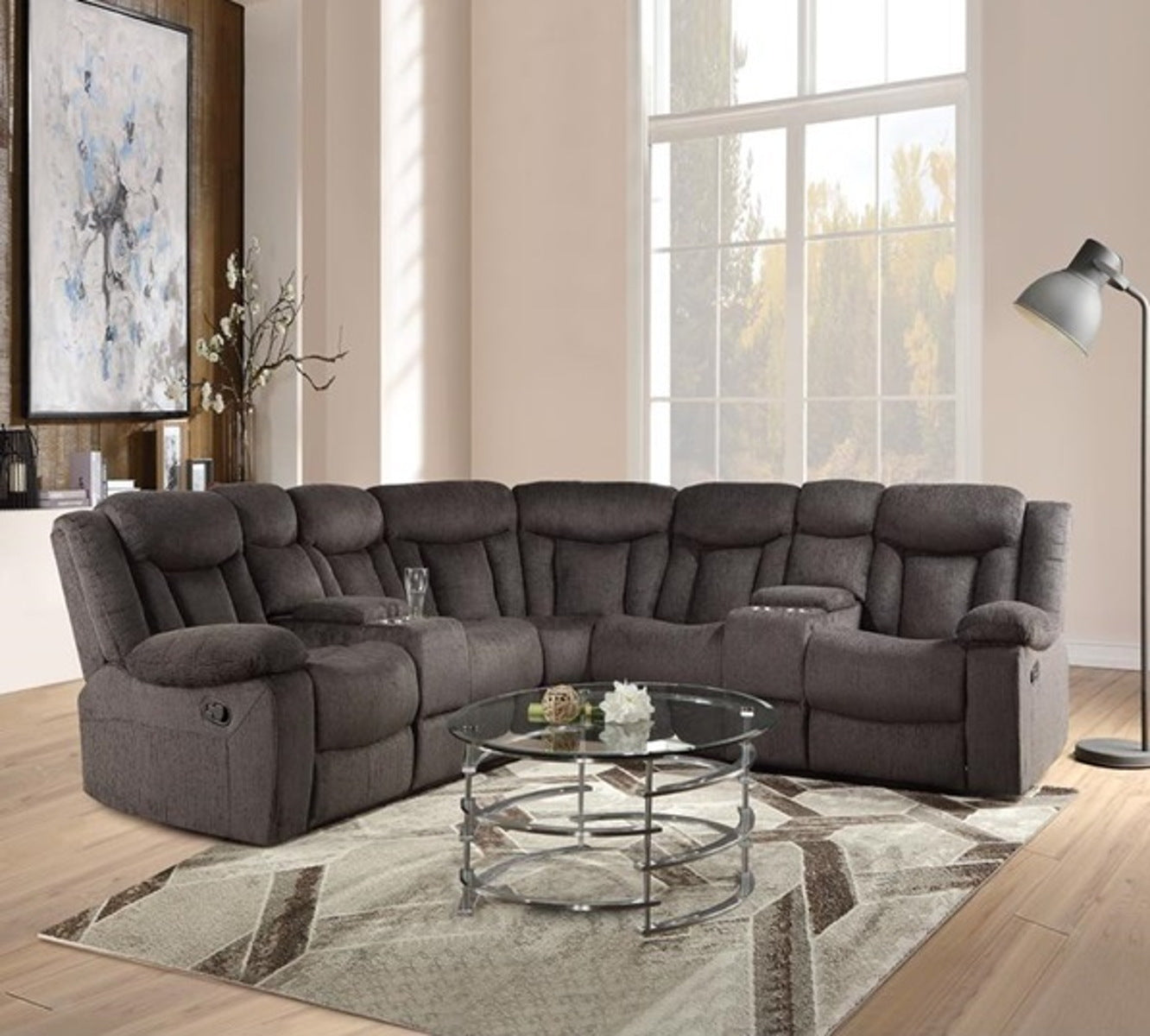 Acme Rylan Motion Sectional Sofa in Dark Brown 54965 ACME East