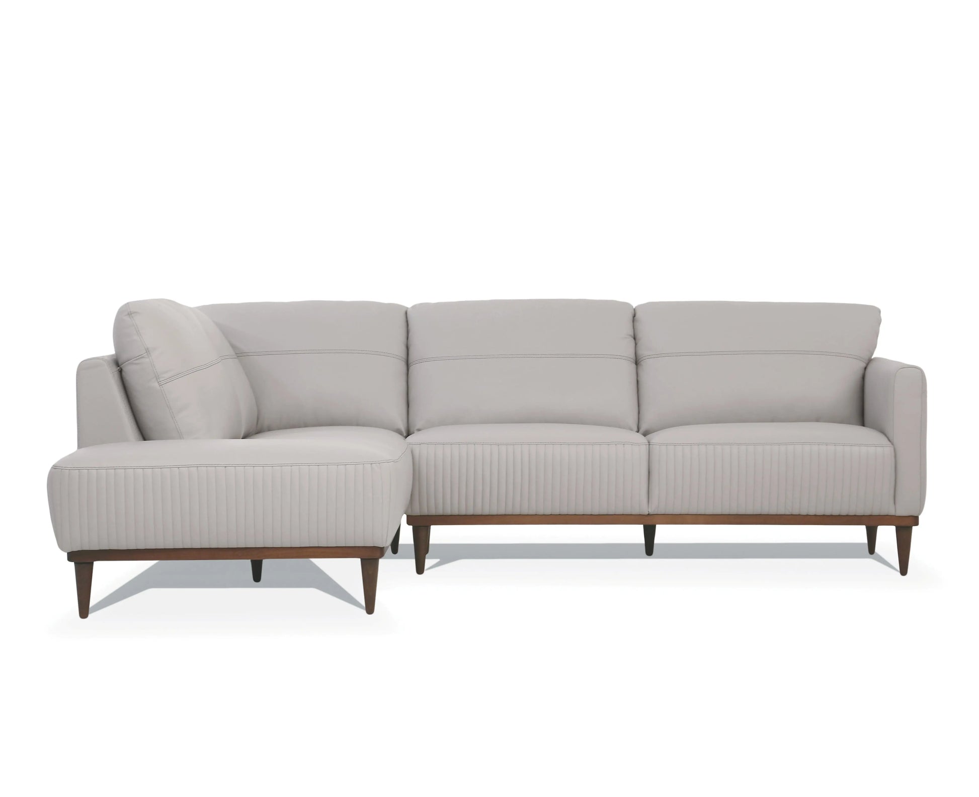 Tampa Pearl Gray Leather Sectional Sofa ACME East