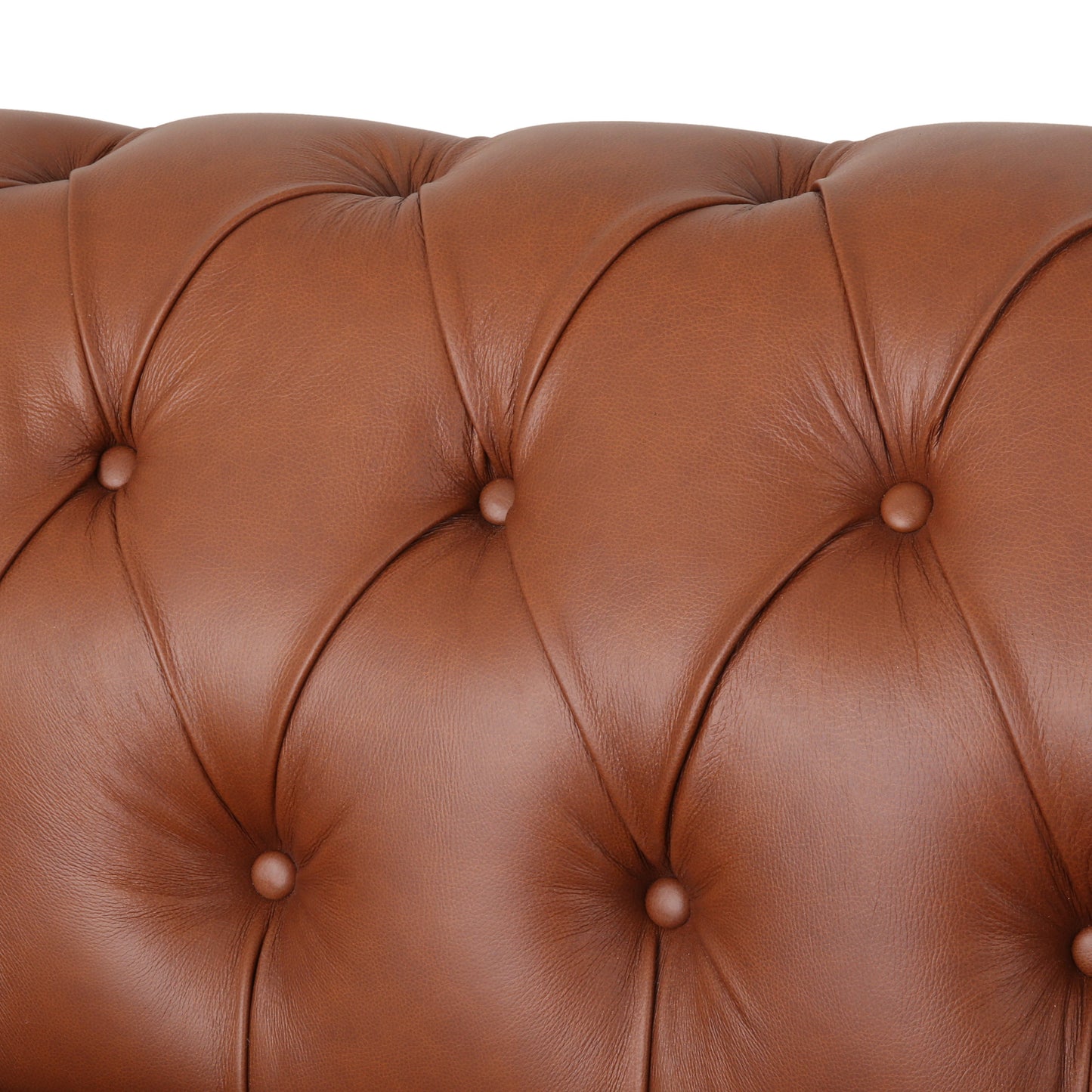 Estella Cognac Nail Head Chesterfield Leather 3 Seater Sofa House to Home Furnishings LLC