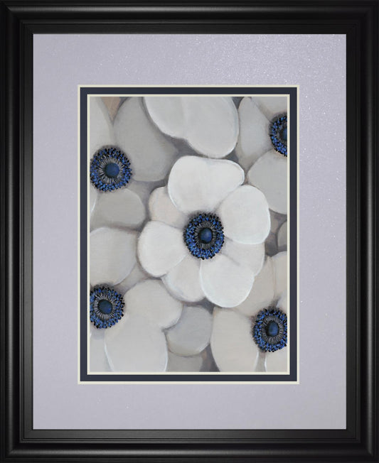 34x40 White Anemone I By Tim OToole - Dark Gray Classy Art