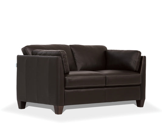 Matias Chocolate Leather Loveseat ACME East