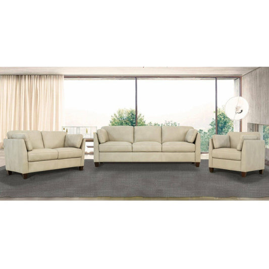 Matias Dusty White Leather 3-Piece Living Room Set ACME East