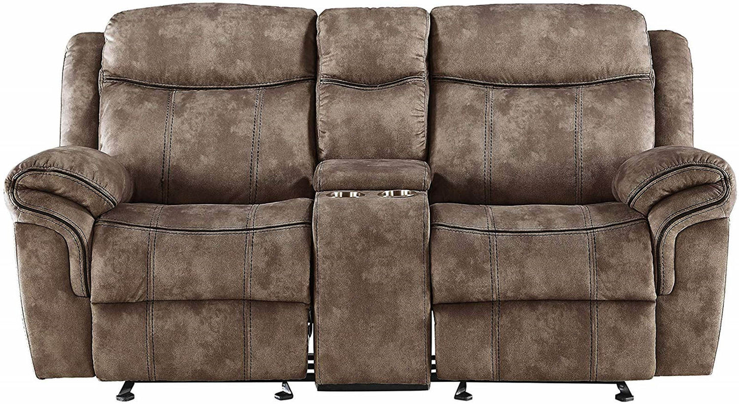 Acme Furniture Zubaida Motion Loveseat with Console in 2-Tone Chocolate Velvet 55021 ACME East