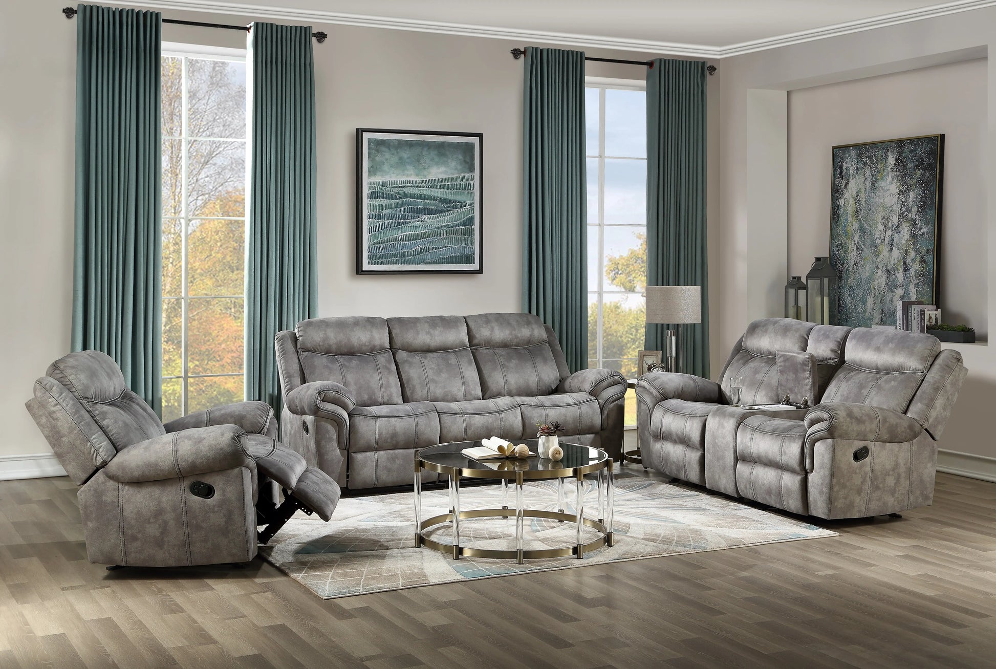 Zubaida 2-Tone Gray Velvet Sofa (Glider & Motion) ACME East