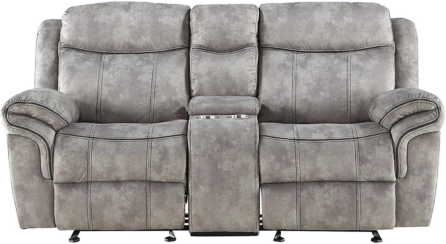 Acme Furniture Zubaida Motion Loveseat with Console in 2-Tone Gray Velvet 55026 ACME East