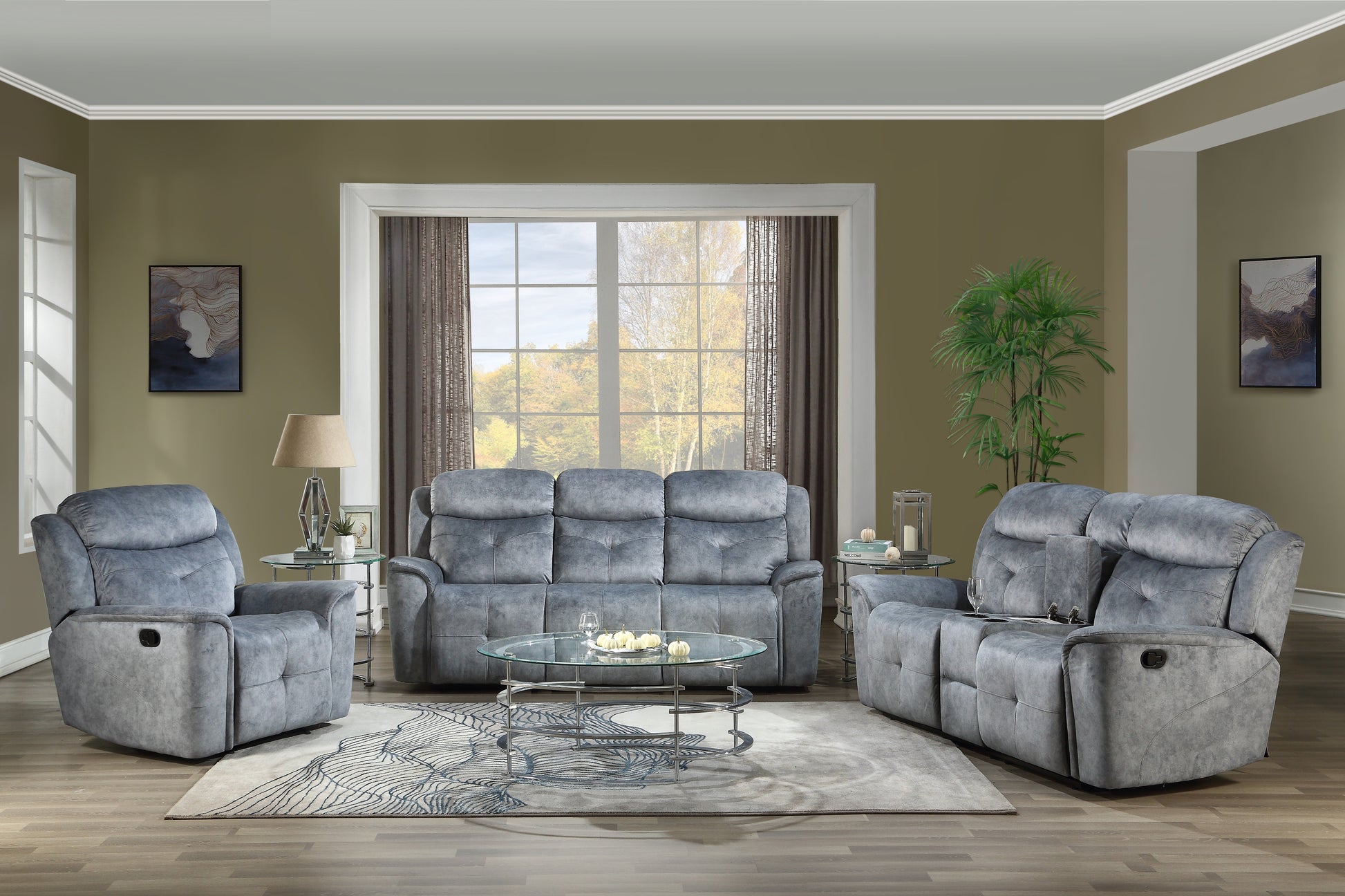 Mariana Silver Gray Fabric Sofa (Motion) ACME East