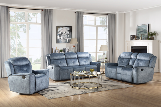 Mariana Silver Blue Fabric Sofa (Motion) ACME East