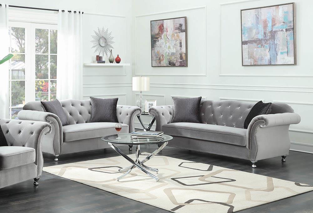 Frostine Grey Two-Piece Living Room Set Coaster Z2 Premium