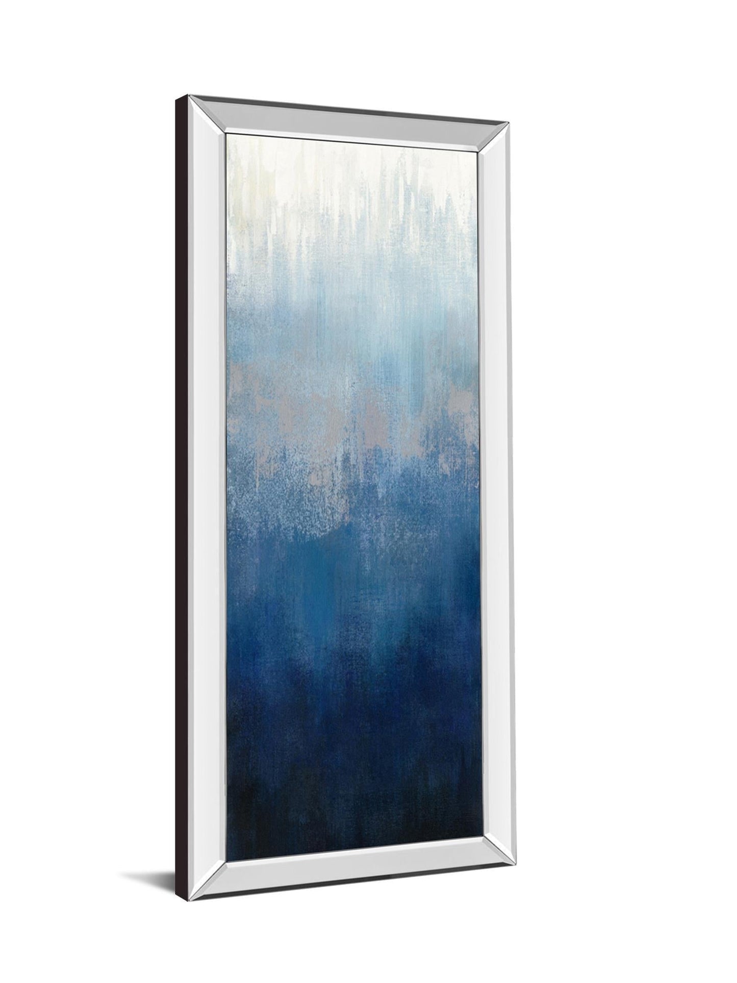 Silver Wave II By Silvia Vassileva - Mirrored Frame Wall Art - Blue Classy Art