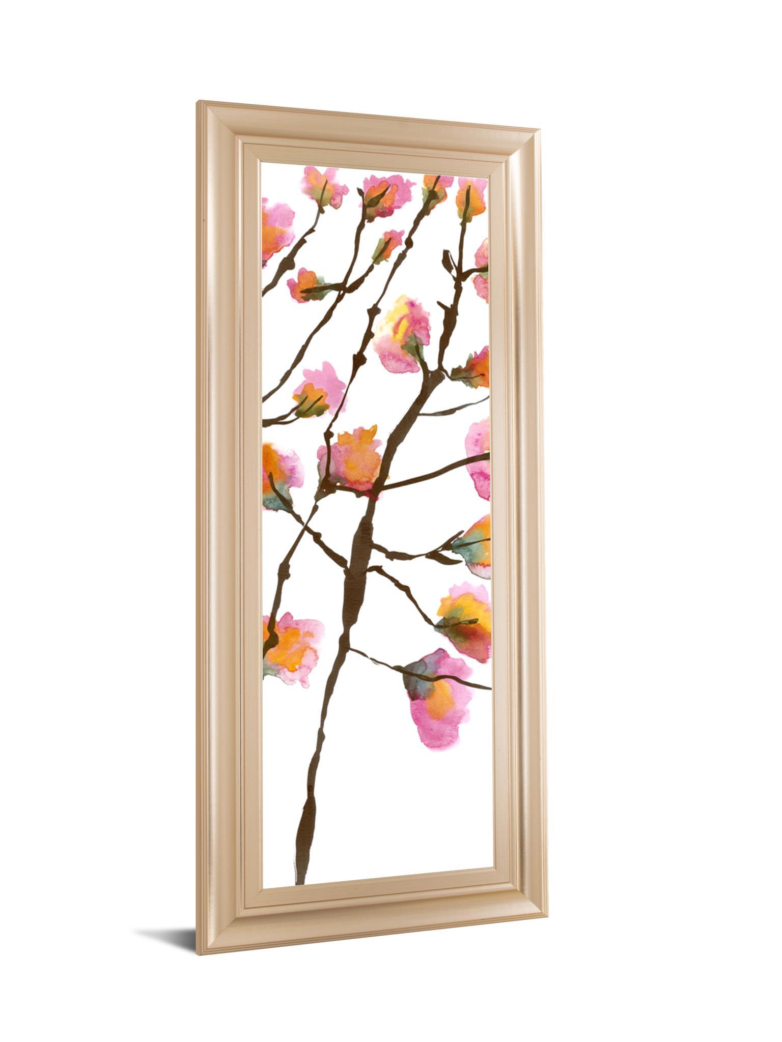 Inky Blossoms II By Deborah Velasquez - Framed Print Wall Art - Pink Classy Art