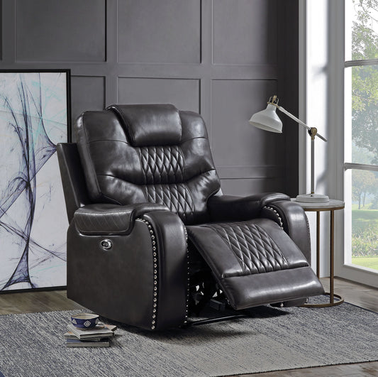 Braylon Magnetite PU Recliner (Power Motion) ACME East