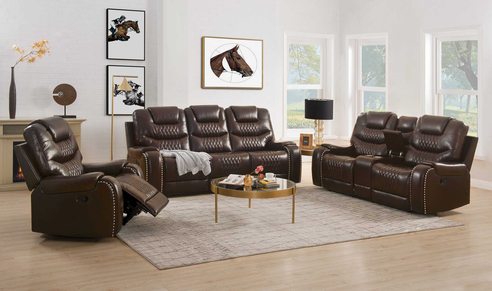 Braylon Brown PU Sofa+Loveseat (Motion) ACME East