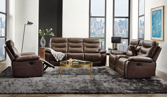 Aashi Brown Leather-Gel Match Sofa (Motion) ACME East