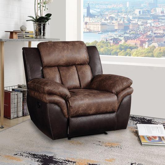 Jaylen Toffee & Espresso Polished Microfiber Recliner ACME East