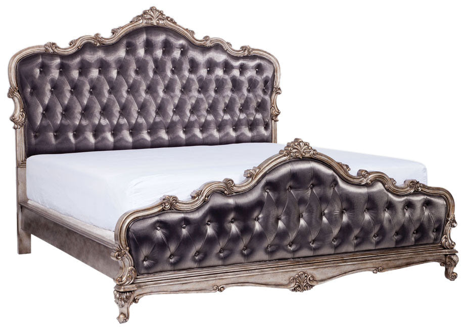 Acme Chantelle California King Bed with Button Tufted Panels in Antique Platinum 20534CK ACME East