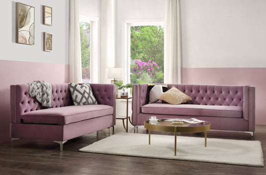 Rhett Purple Velvet Sectional Sofa ACME East