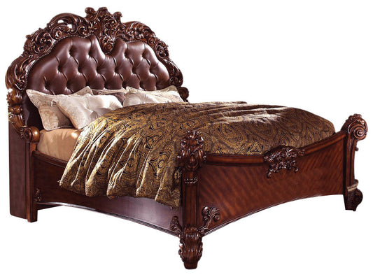 Acme Vendome California King Panel Bed with Button Tufted Headboard in Cherry 21994CK ACME East