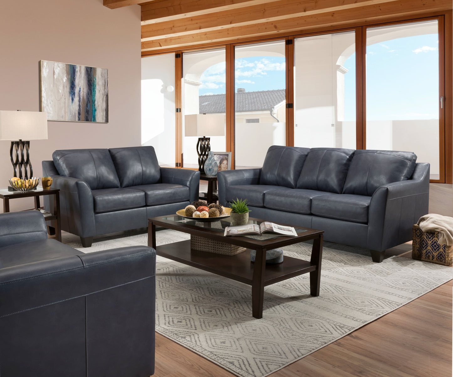 Cocus Steel Blue Top Grain Leather Match Sofa ACME East