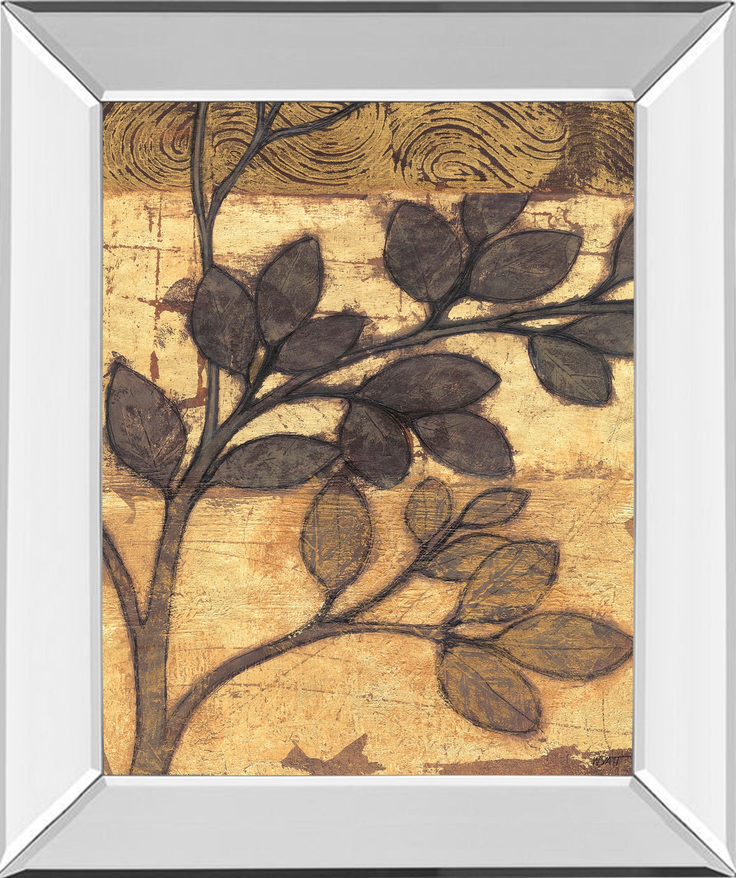 Bronzed Branches Il By Norman Wyatt, Jr. - Mirror Framed Print Wall Art - Dark Brown Classy Art