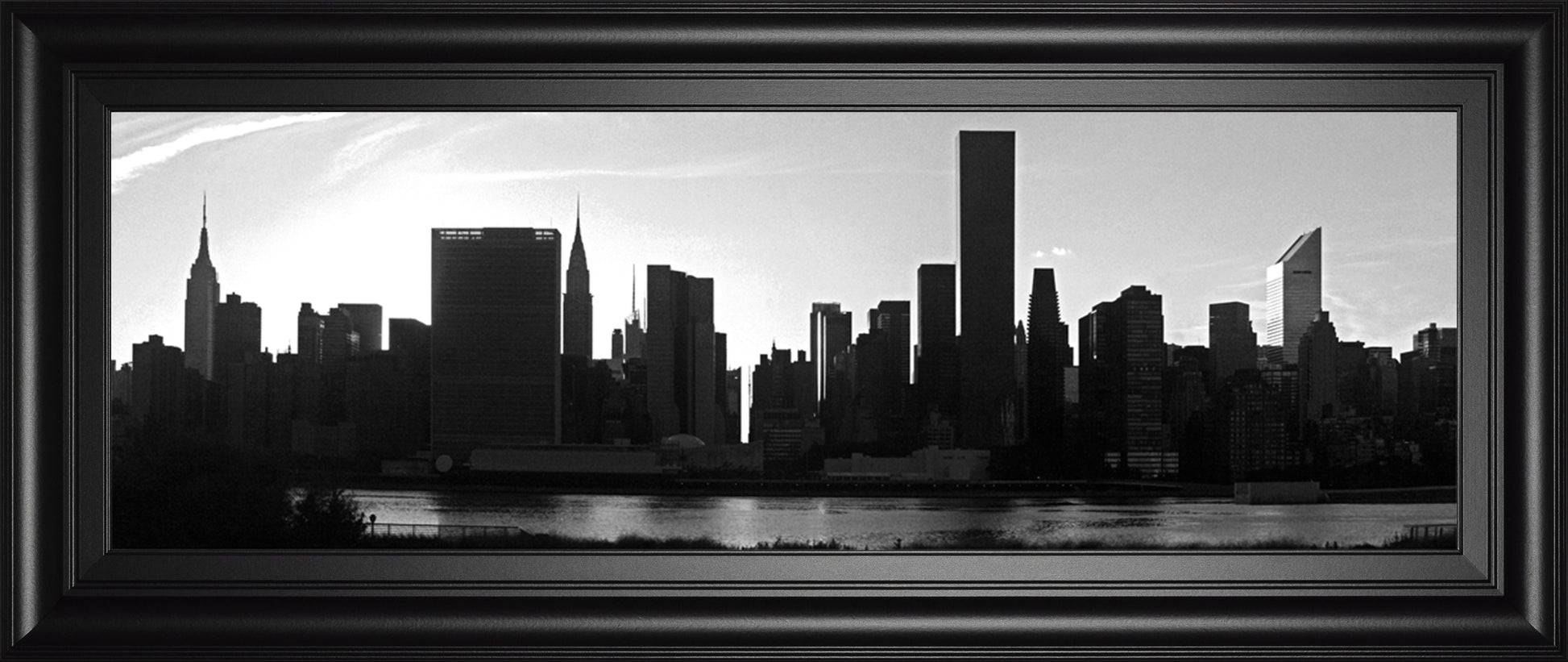 Panorama Of NYC VI By Jeff Pica - Framed Print Wall Art - Black Classy Art