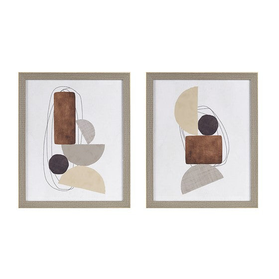 Abstract 2-piece Framed Glass Wall Art Set Neutral Olliix.com