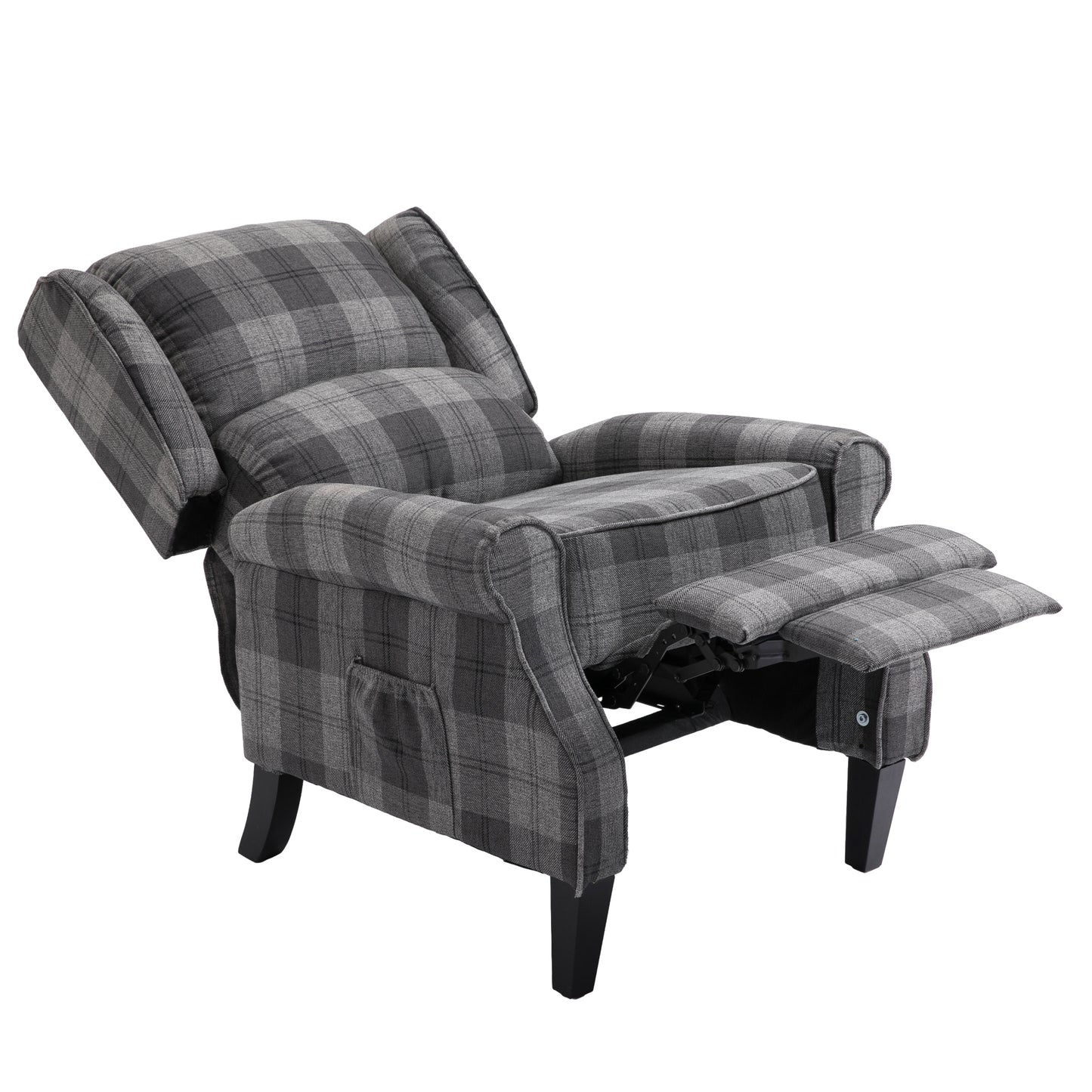 Vintage Armchair Sofa Comfortable Upholstered leisure chair / Recliner Chair for Living Room(Grey Check) House to Home Furnishings LLC