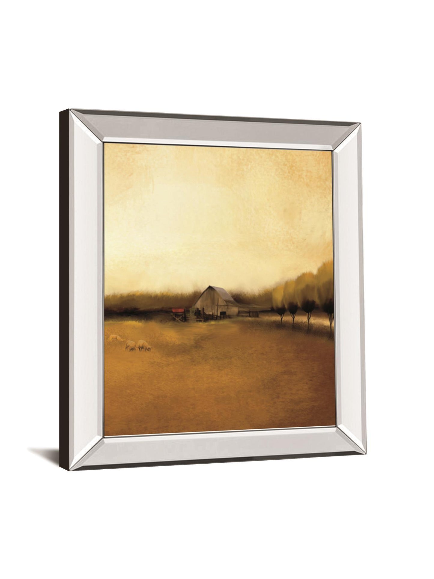 Rural Landscape I By Venter, T - Mirror Framed Print Wall Art - Light Brown Classy Art