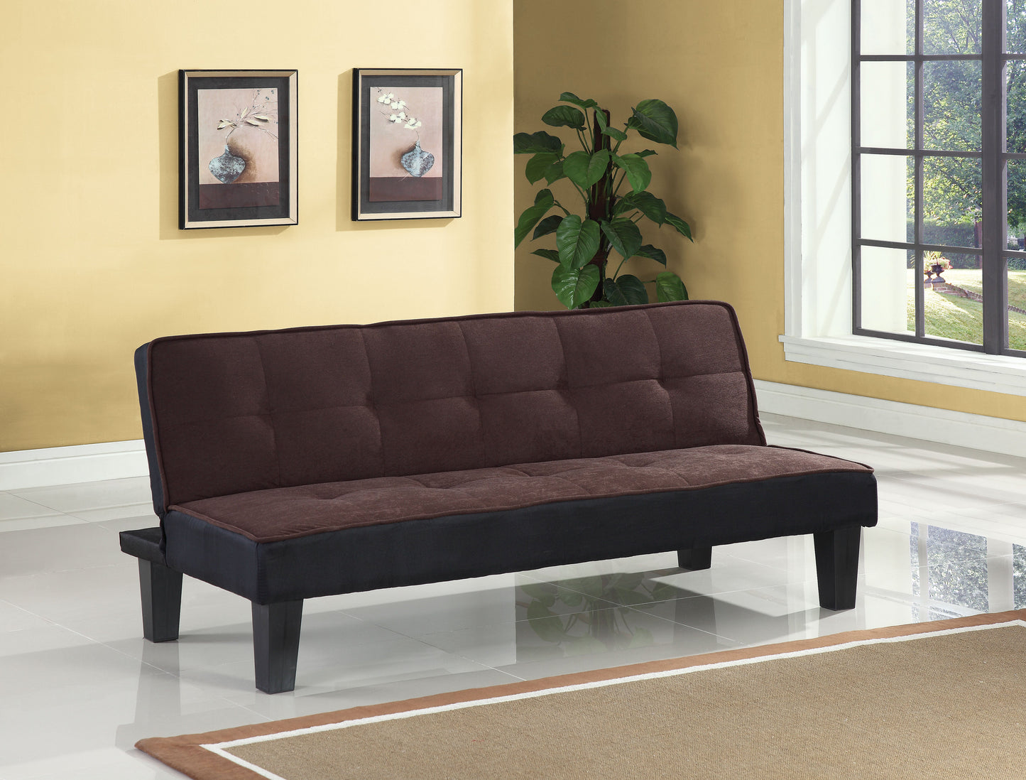 Hamar Chocolate Flannel Fabric Adjustable Sofa ACME East