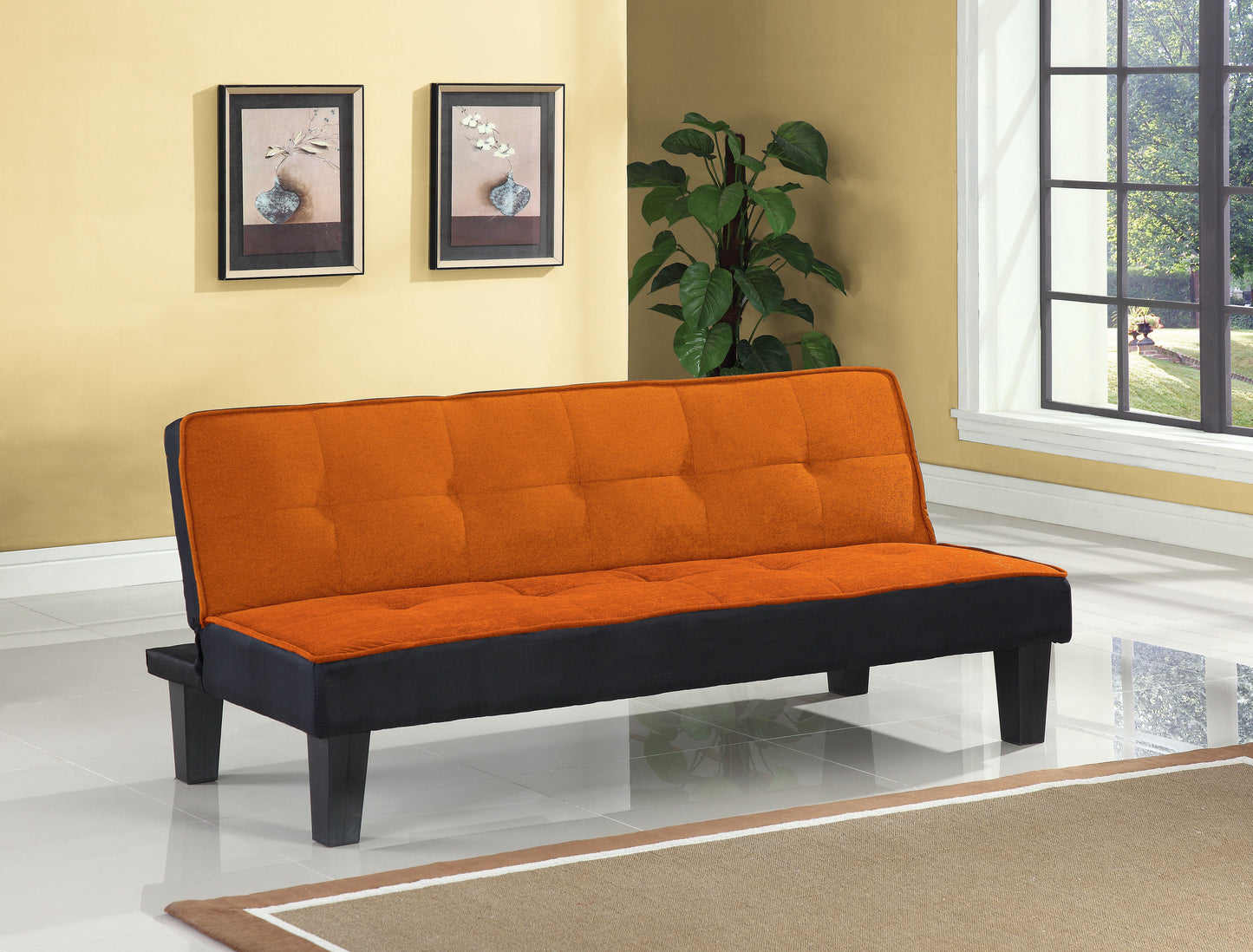 Hamar Orange Flannel Fabric Adjustable Sofa ACME East