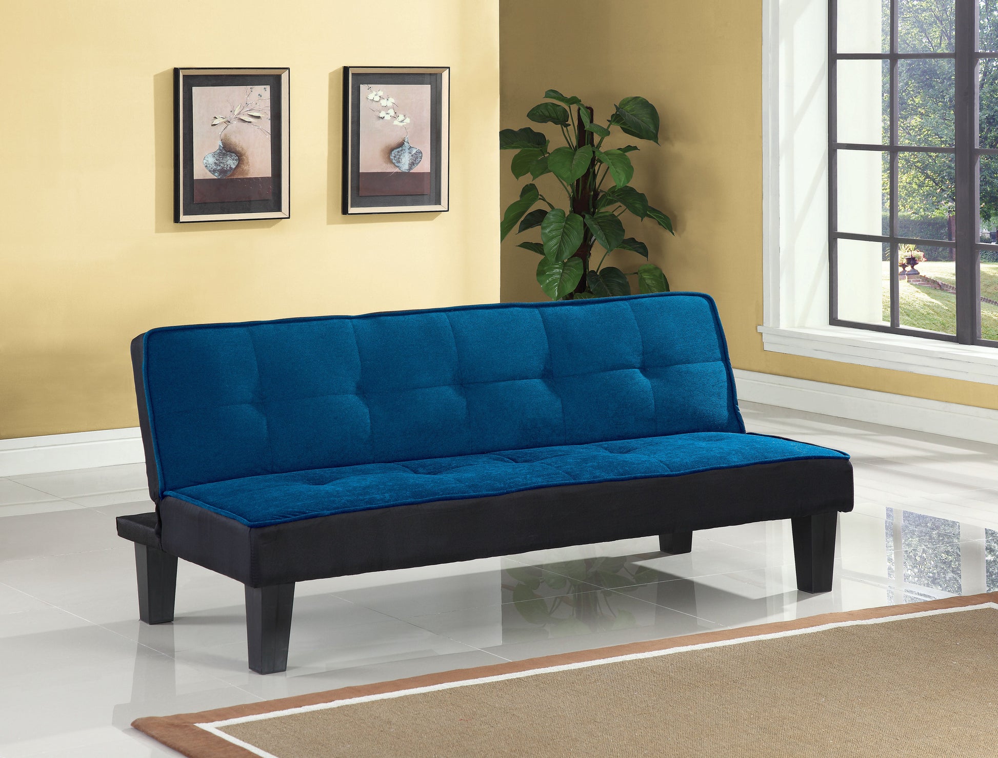 Hamar Blue Flannel Fabric Adjustable Sofa ACME East