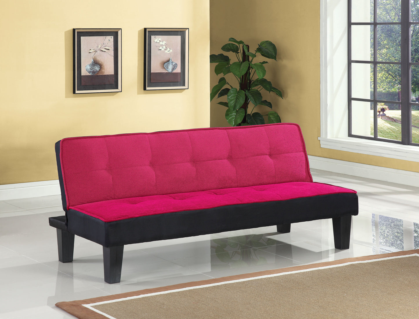 Hamar Pink Flannel Fabric Adjustable Sofa ACME East