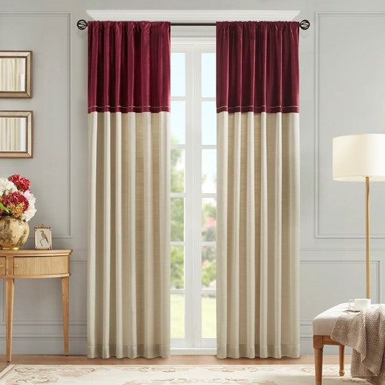 Invertible Curtain Panel (Single) Red/Champagne Olliix.com