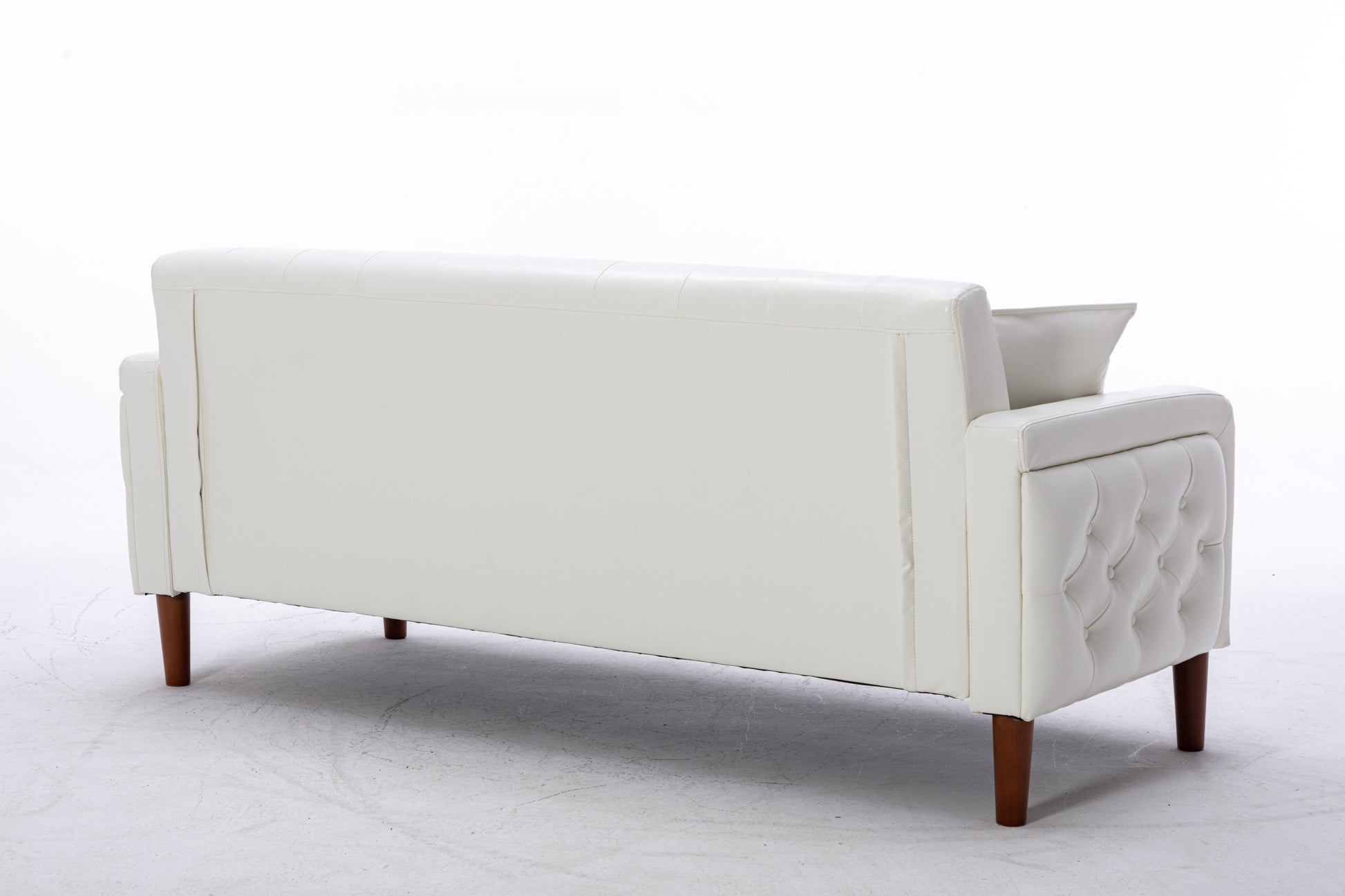 2047 Ivory Tufted Faux Leather Sofa House to Home Furnishings LLC