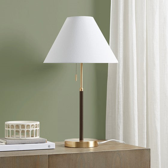 Two Tone Pull-chain Table Lamp Gold/Brown Olliix.com