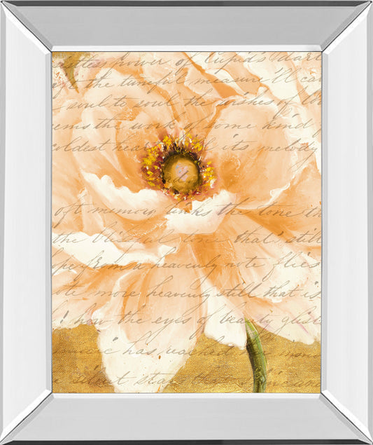 Beautiful Cream Peonies Script I By Patricia Pinto - Mirror Framed Print Wall Art - Gold Classy Art