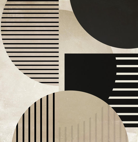 Striped Neutral Shapes By Sd Graphics Studio - Pearl Silver Classy Art