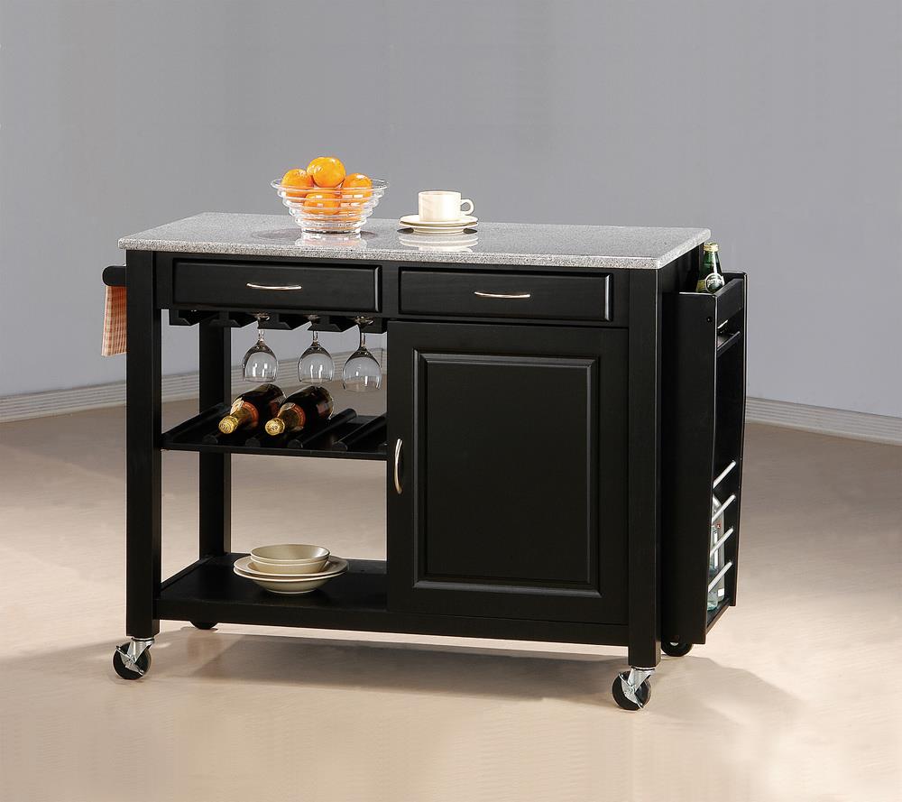 G5870 Black Kitchen Cart With Granite Top Coaster Z2 Premium