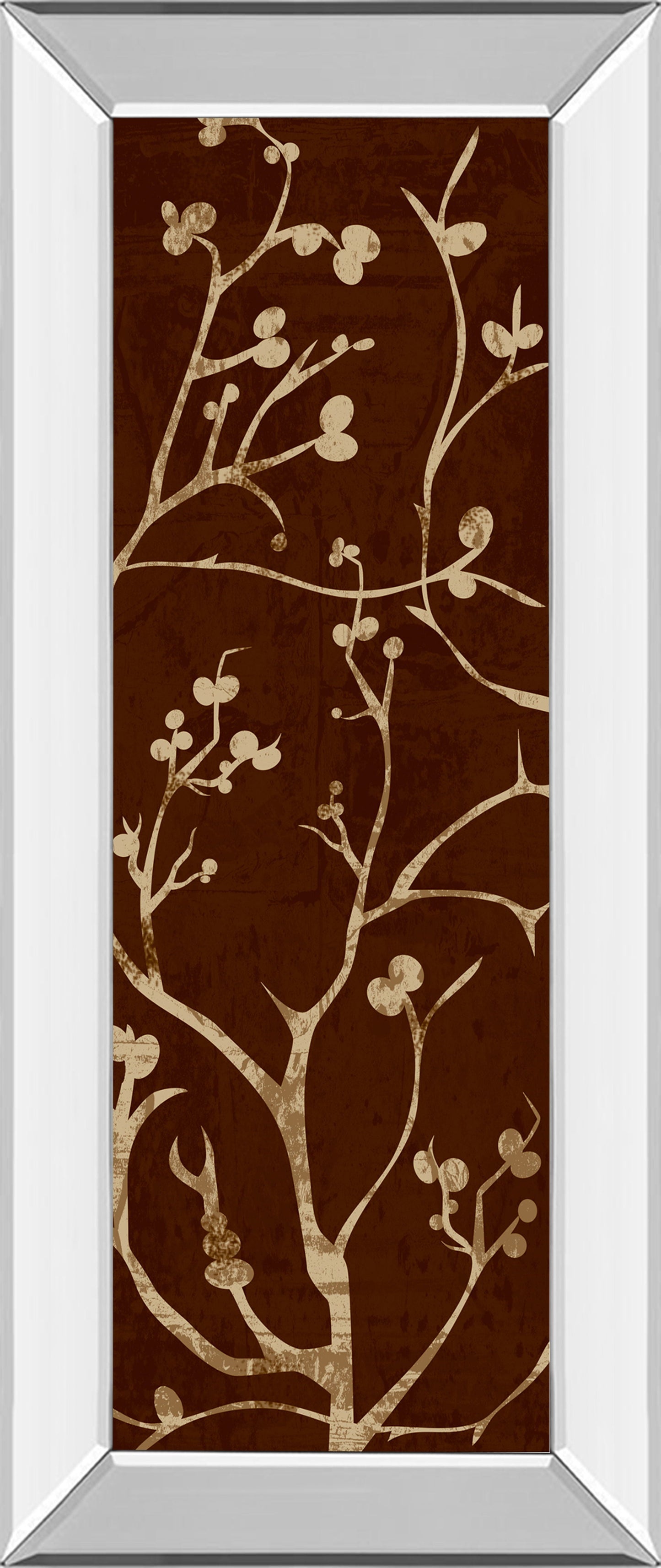 Branching Out I By Diane Stimson - Mirror Framed Print Wall Art - Dark Brown Classy Art