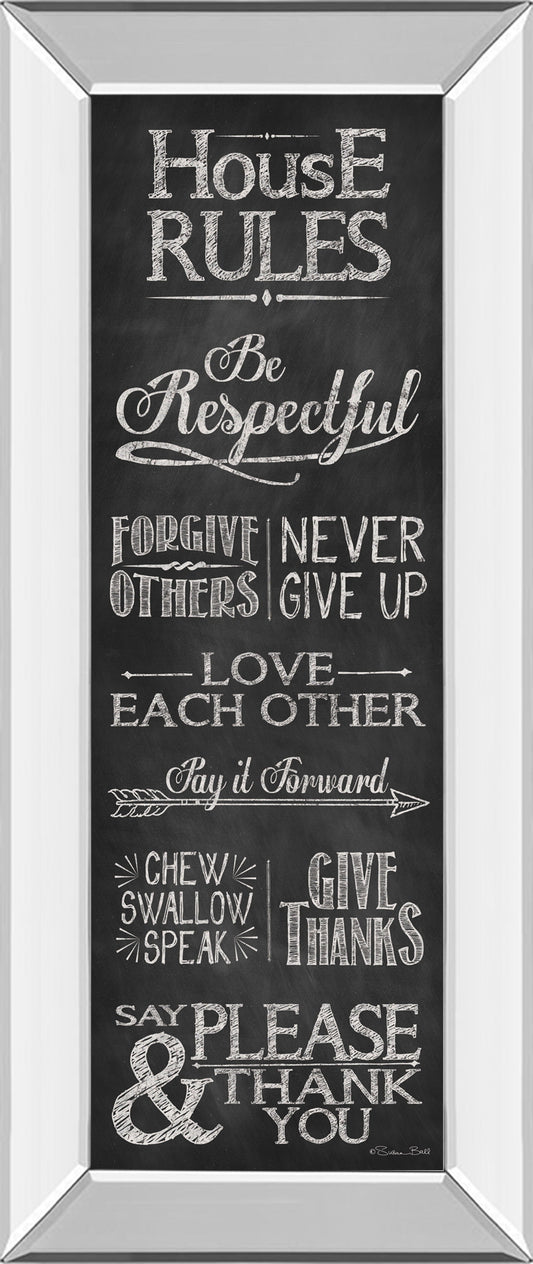 House Rules By Susan Ball - Mirror Framed Print Wall Art - Black Classy Art