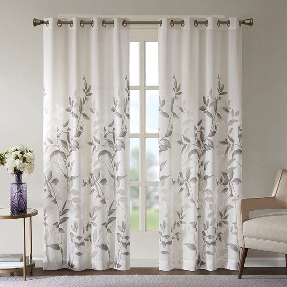 Burnout Printed Curtain Panel Grey Olliix.com