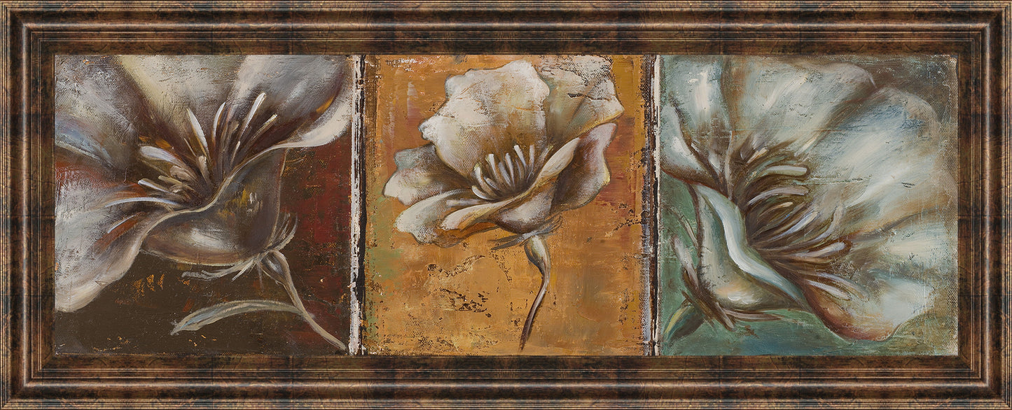 The Three Poppies I By Patricia Pinto - Framed Print Wall Art - Dark Brown Classy Art