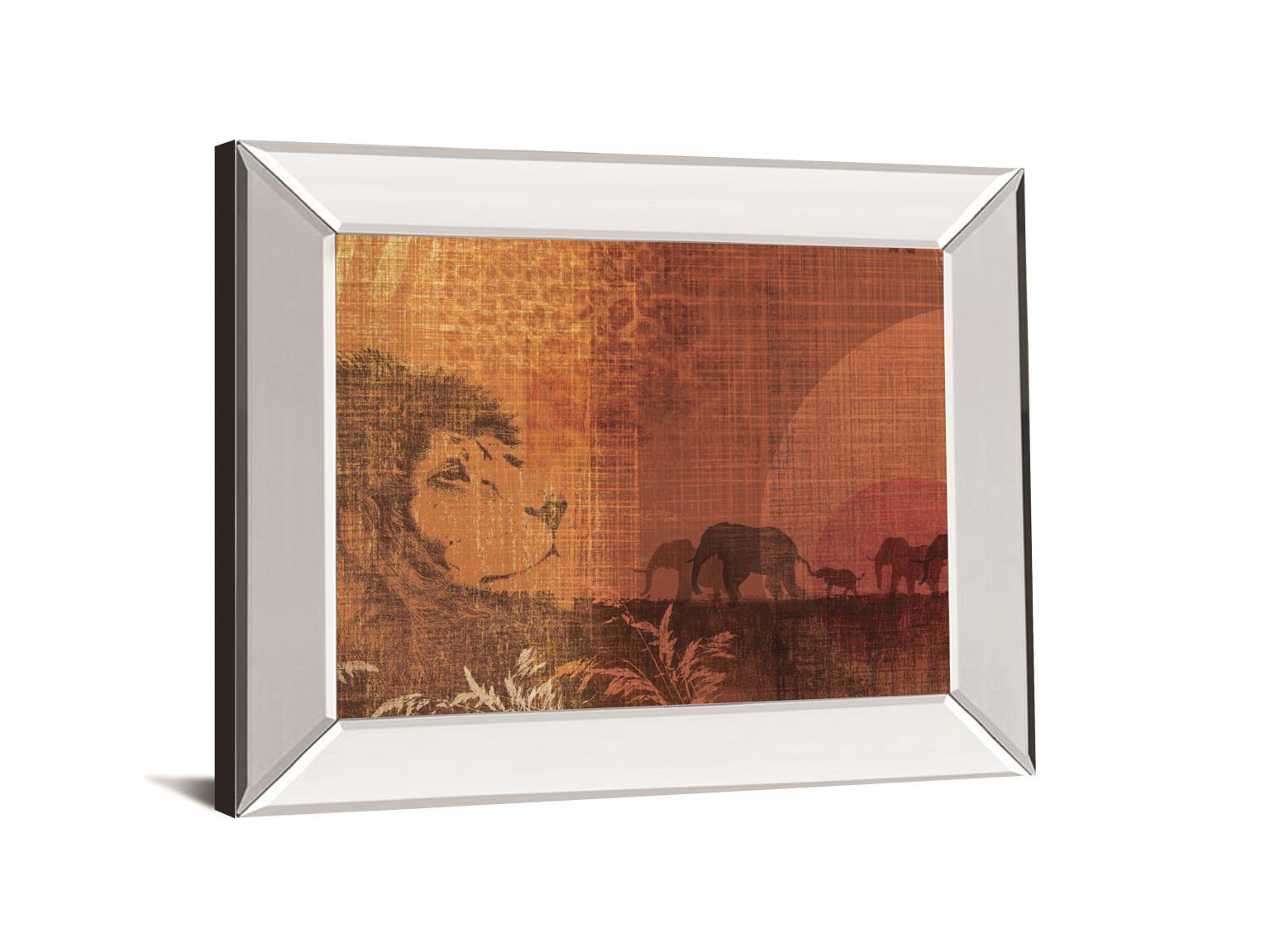 Safari Sunset II By Venter, T. - Mirror Framed Print Wall Art - Orange Classy Art