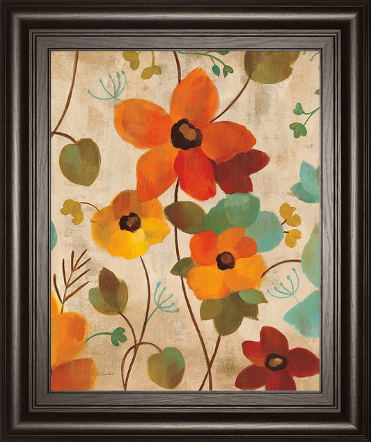 Vibrant Embroidery III By Silvia Vassileva - Framed Print Wall Art - Orange Classy Art