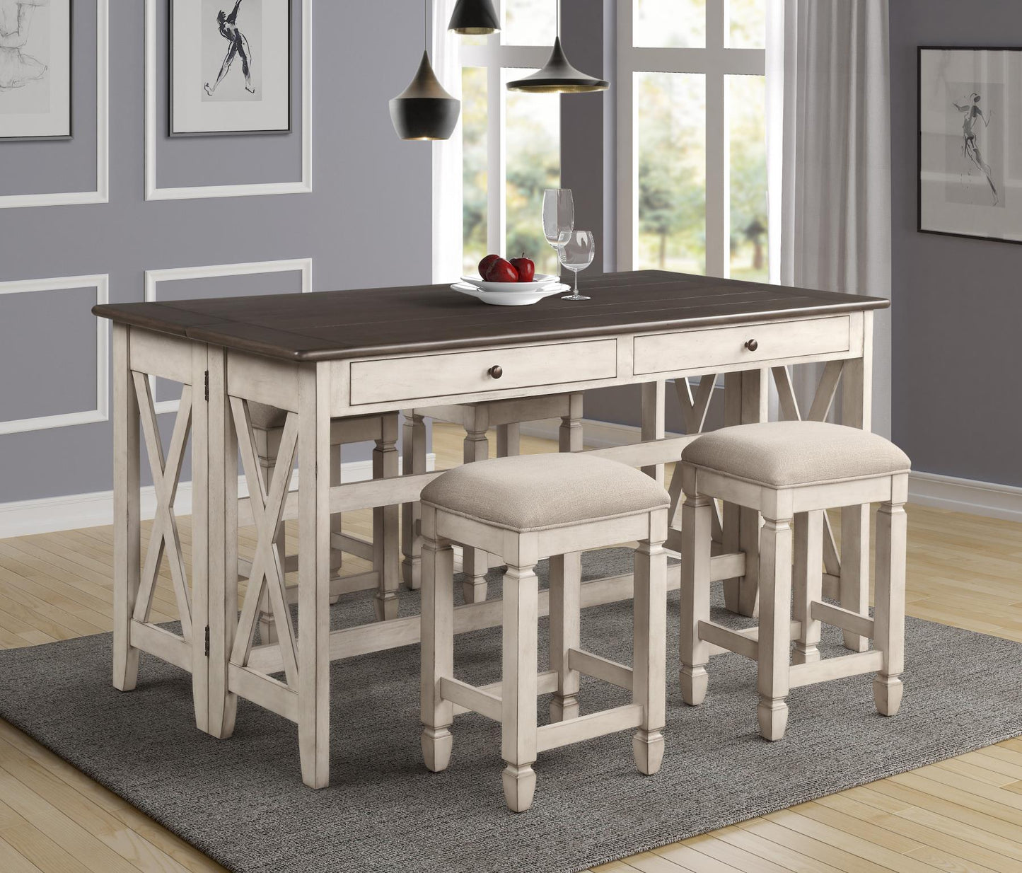 Waverly Counter Dining Set (Drop Leaf Table Option) Bernards Furniture