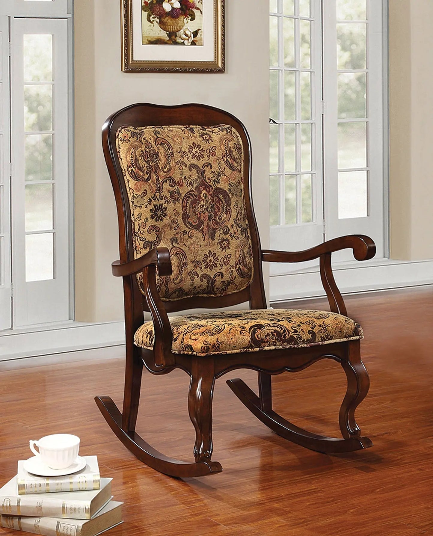 Sharan Fabric & Cherry Rocking Chair ACME East