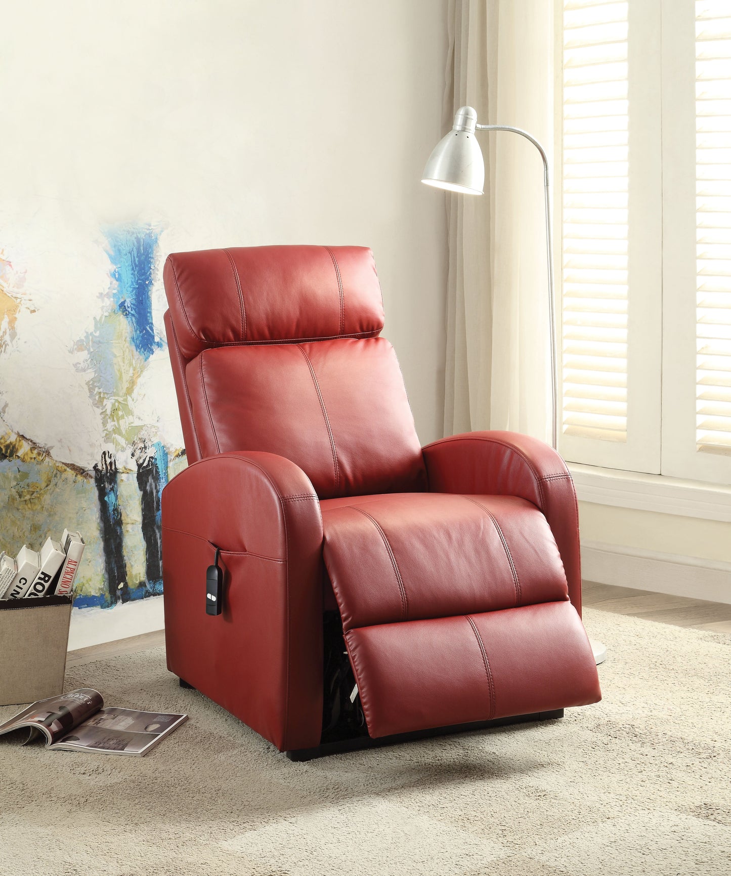 Ricardo Red PU Recliner w/Power Lift ACME East