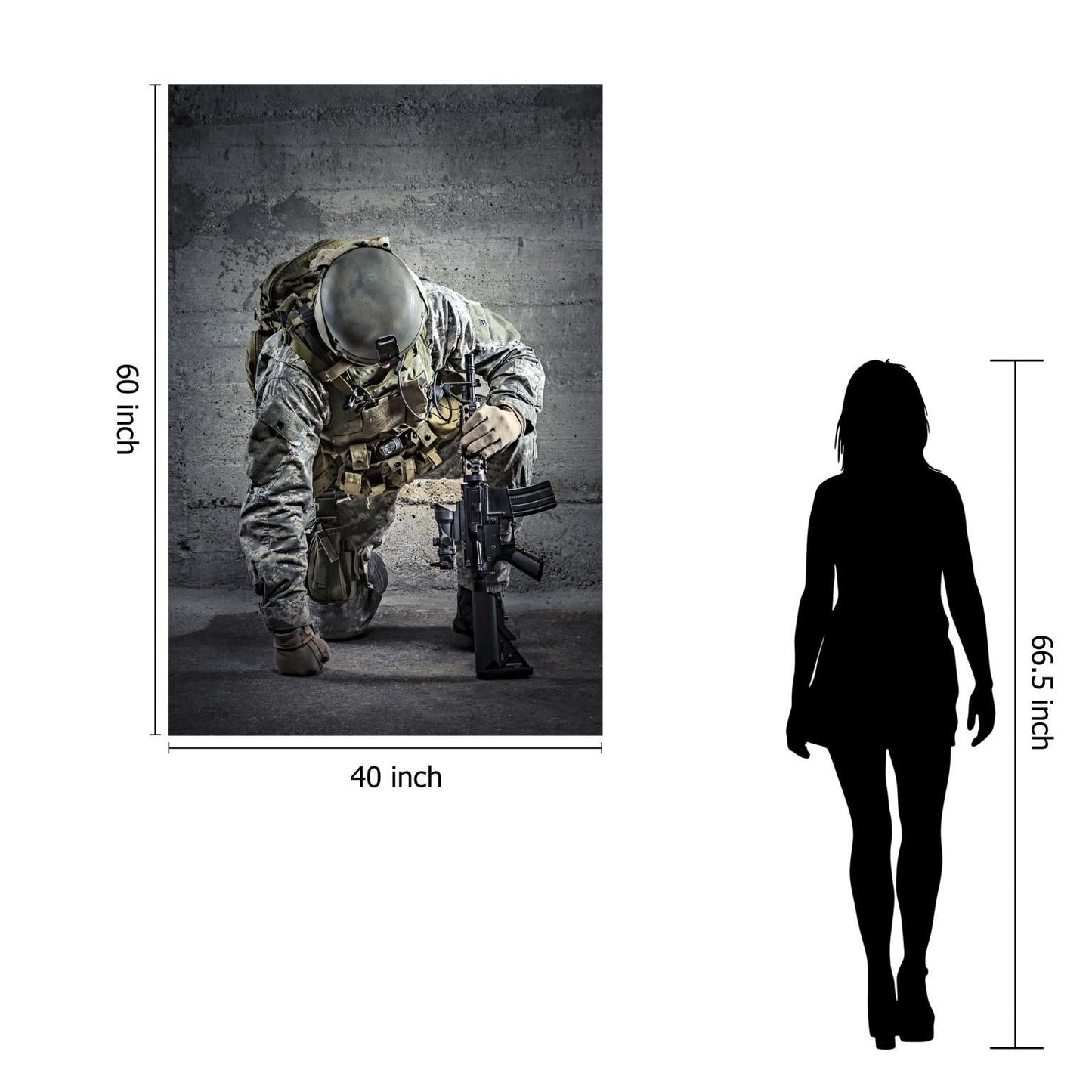 Tempered Glass With Foil - Kneeling Solider - Dark Gray Classy Art