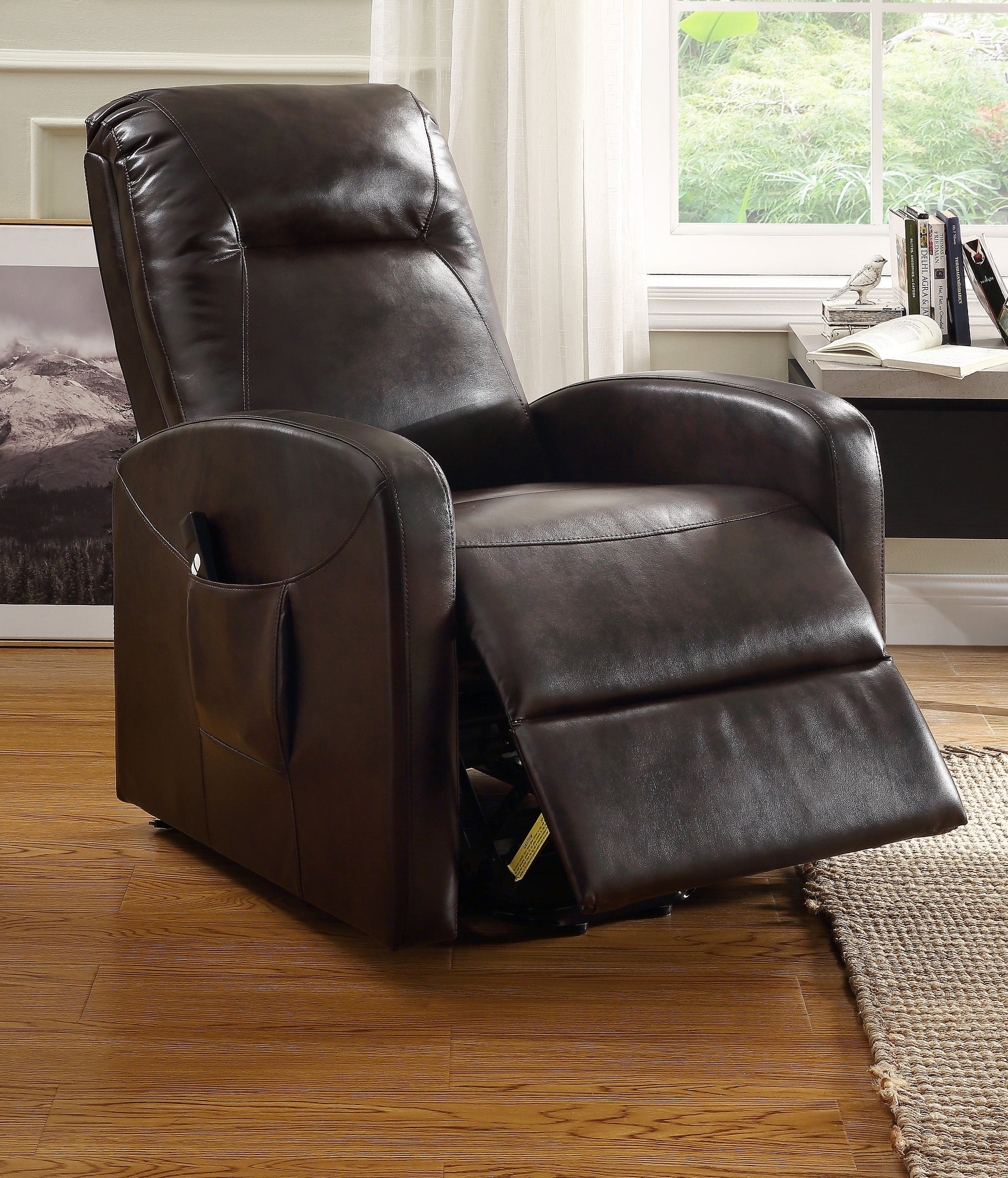 Kasia Espresso PU Recliner w/Power Lift ACME East