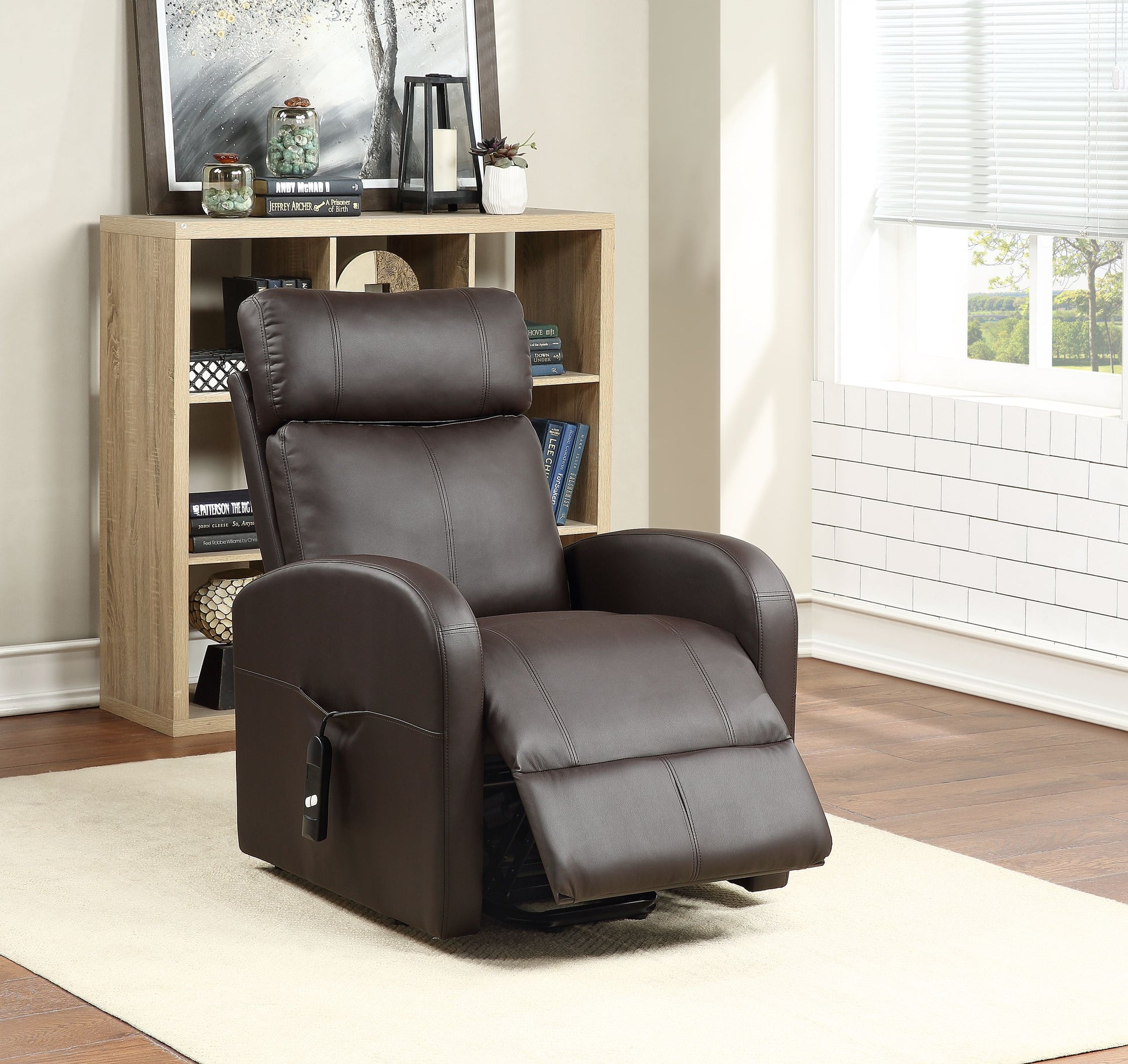 Ricardo Brown PU Recliner w/Power Lift ACME East